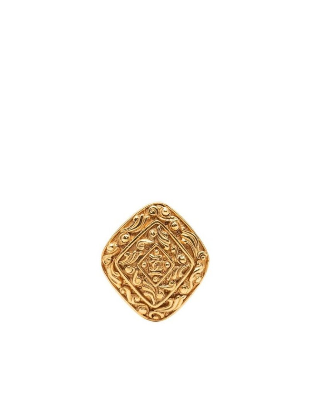 Chanel Vintage CC Logo Diamond Motif Brooch Gold Plated